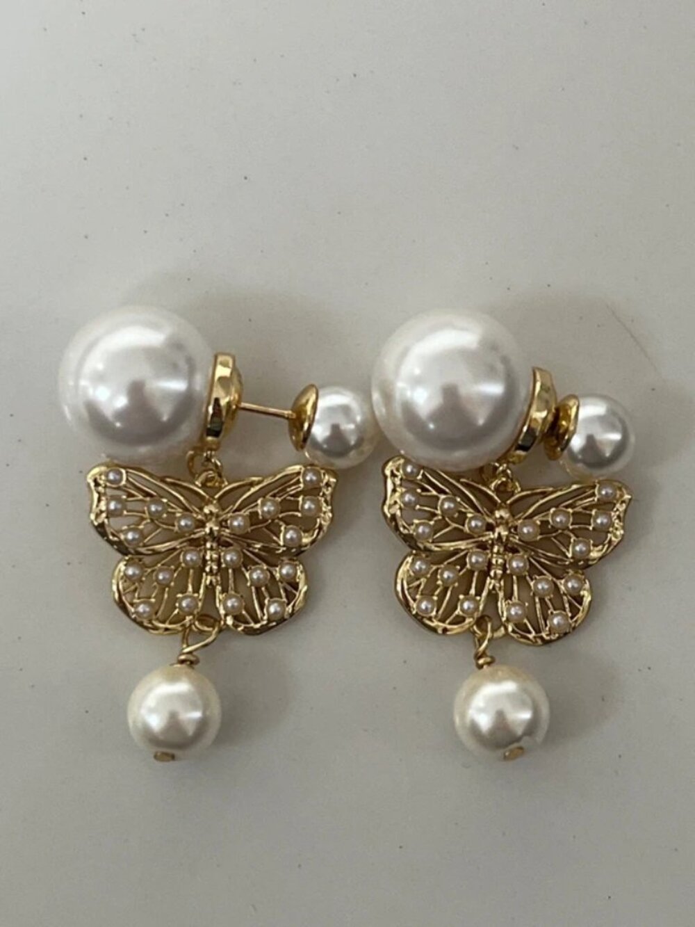 Dior Gold Pearl Earrings
